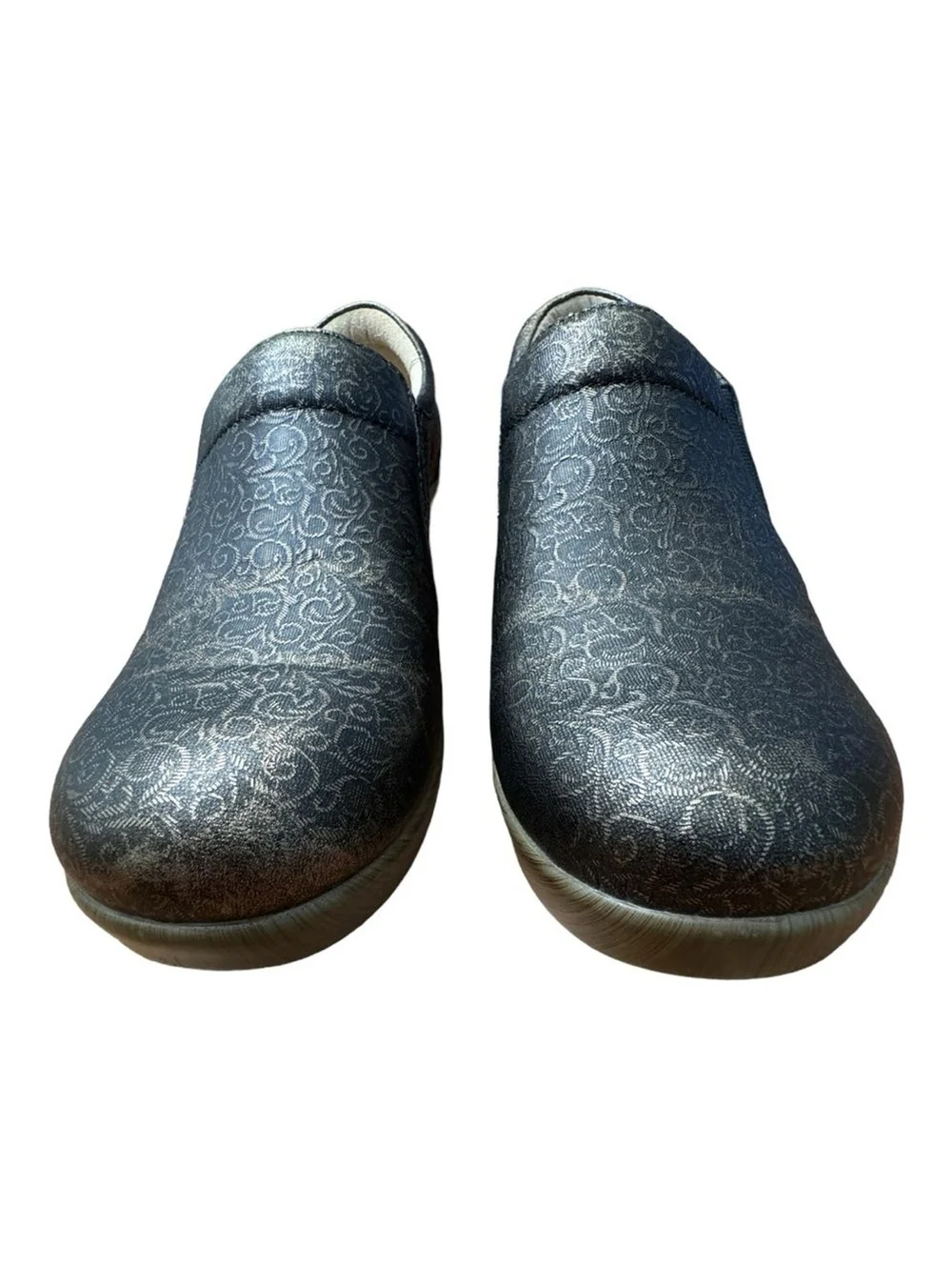 Alegria Eryn Bronze Leather Swirl Heeled Clogs Shoes Women’s Size 7.5 EU 38